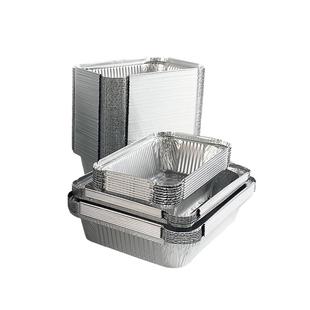 加厚耐高温锡纸盒烧烤商用锡纸打包盒带盖铝箔餐盒长方形锡箔纸盒