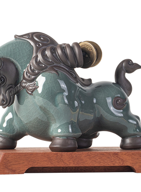 牛气冲天牛陶瓷招财摆件吉祥物