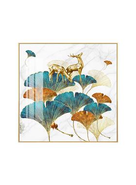 轻奢银杏叶玄关走廊过道装饰画