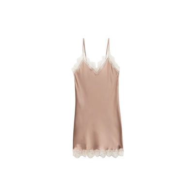 Intimissimi意舒漫26春夏新品蕾丝边V领桑蚕丝吊带睡裙LCD162