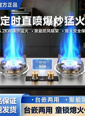 【直喷猛火王】新飞燃气灶双灶家用嵌入式天然气台式液化气煤气灶