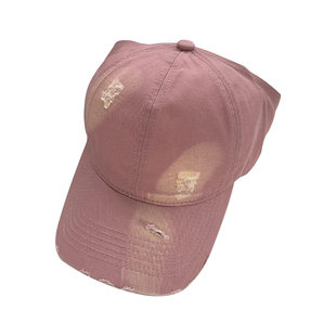 粉色半镂空破洞棒球帽女宽帽檐鸭舌帽显脸小遮阳防晒帽子可扎马尾