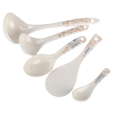 五和密胺餐具勺子桃花仿瓷大号汤勺加长柄盛粥小汤匙饭勺正品特卖