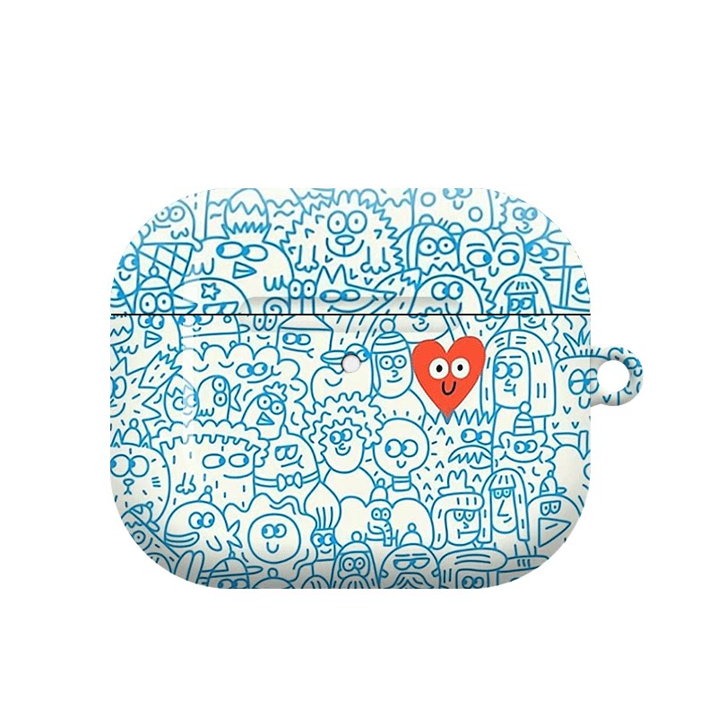 涂鸦爱心艺术小众适用于airpods1/2苹果耳机airpods3pro高级感简约韩国进口菲林保护套airpods4/p