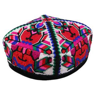 新疆舞蹈花帽民族风绣花四角传统帽女士维族舞蹈头饰舞台表演帽子