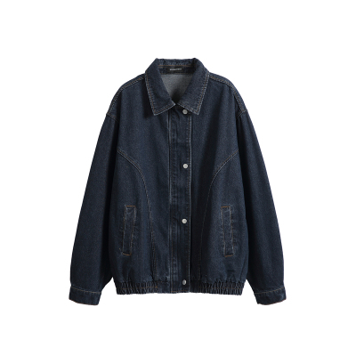 蓝色翻领复古牛仔夹克男款春季短款宽松休闲质感上衣外套男新款