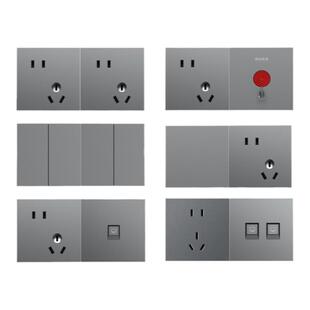 Nader良信开关插座A1深空灰单开双控五孔USB空调电脑二位连体面板