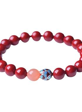 朱砂手串女款天然红色男开运佛珠