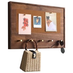 电表箱装饰画配电箱遮挡玄关电闸壁挂实木衣帽架黄铜挂钩软木盖板