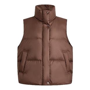 A21女装梭织宽松开襟厚羽绒背心立领保暖无袖羽绒马甲