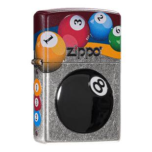 zippo打火机正品 炫彩古银贴章 潮酷黑八 台球正版防风煤油情人节