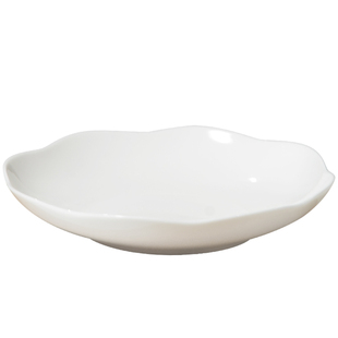 纯白骨瓷盘子中式家用深盘汤盘创意高档花边盘釉下彩陶瓷菜盘新款