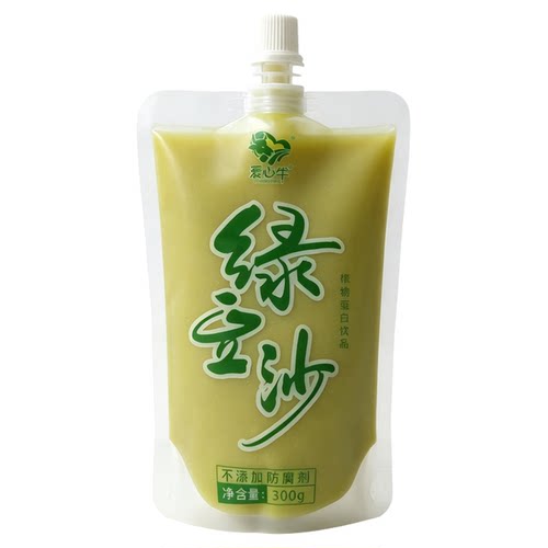 爱心牛爆款绿豆沙300g袋装冰饮料清凉解暑学校摆摊商用整箱批发