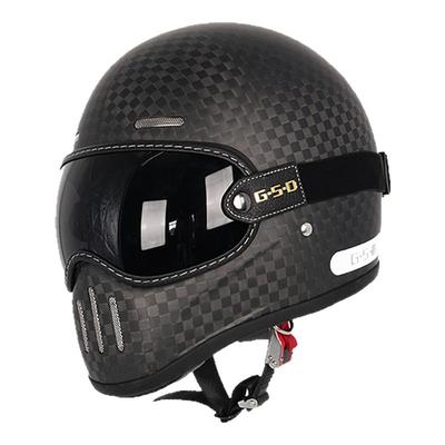 摩托车头盔复古巡航碳纤维全盔