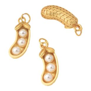 18K哑金保色花生葫芦吊坠手工diy手链银色小挂件生肖兔头元宝吊饰