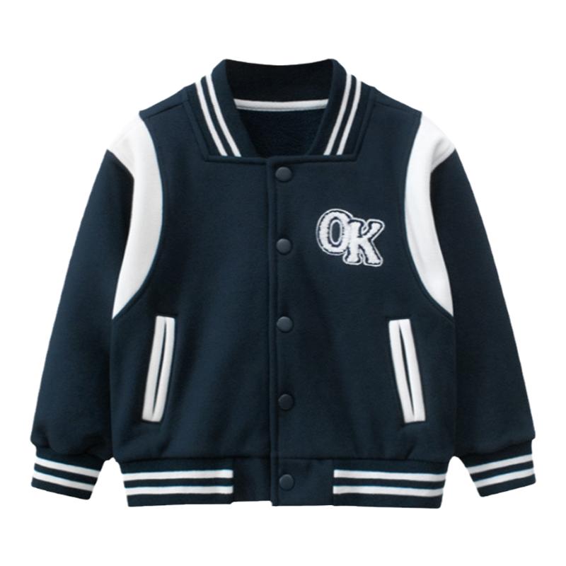 品牌童装男童棒球服儿童加绒外套