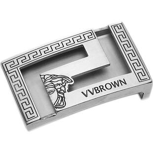 V.V.Brown腰带扣头不锈钢平滑扣盒子扣板扣商务百搭字母皮带扣头