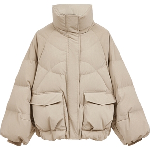 Vero Moda泡芙羽绒服女2025冬季90白鸭绒立领短款面包服325423035