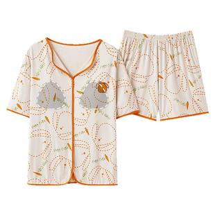 睡衣女款2025新款夏季莫代尔带胸垫女士短袖夏款凉爽家居服套装夏