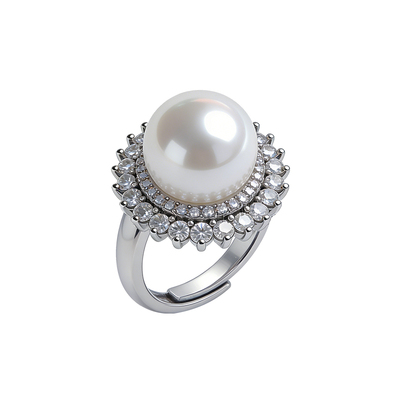 澳白珍珠戒指大颗女款可调节