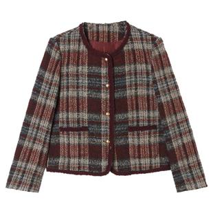 奥莱专柜正品 LH春装2026新款 复古格纹长袖上衣单排扣舒适外套女