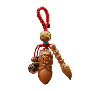 妙笔生花桃木文昌笔钥匙扣挂件随身挂书包金榜题名小挂饰平安吊坠