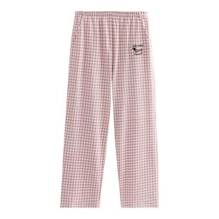 芬腾睡裤女款春秋款卡通格子纯棉长裤宽松大码青年2025新款家居裤