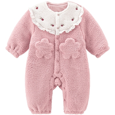 乖奇熊夹棉秋冬季羊羔绒连体衣