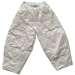 女款羽绒裤欧洲站宽松阔腿勾勾裤冬季新款时尚白鹅绒外穿九分裤潮