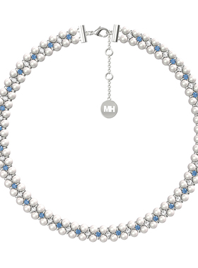 MonsterHarmony蓝白锆石珍珠项链