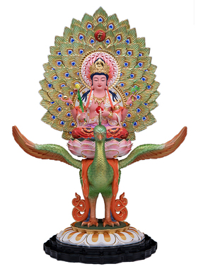 了凡居孔雀明王佛像家用供奉金刚佛母大明王树脂金缕彩密宗摆件