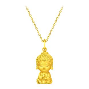 18K金佛祖项链 女纯银镀黄金色小佛童宝宝佛小金佛头锁骨链礼物潮