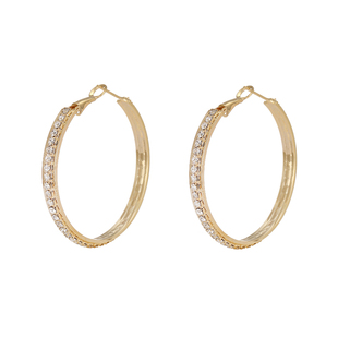 时尚经典圈圈耳环超闪满外镶钻圈圈耳环百搭925银针耳圈4cm左右