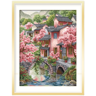 ks十字绣江南入画满绣小桥流水客厅卧室挂画自己绣手工棉线DIY
