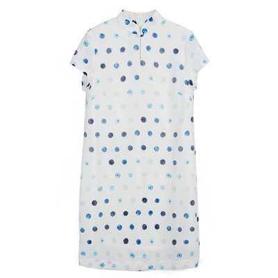 改良旗袍丝麻波点女装日常宽松