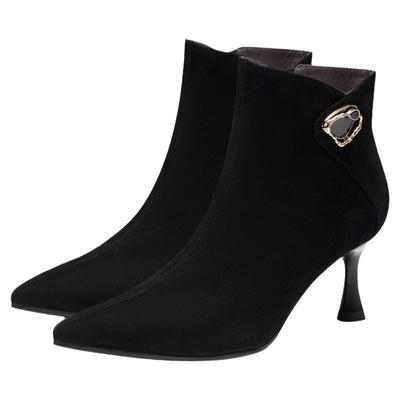 接吻猫时装靴细跟金属饰扣