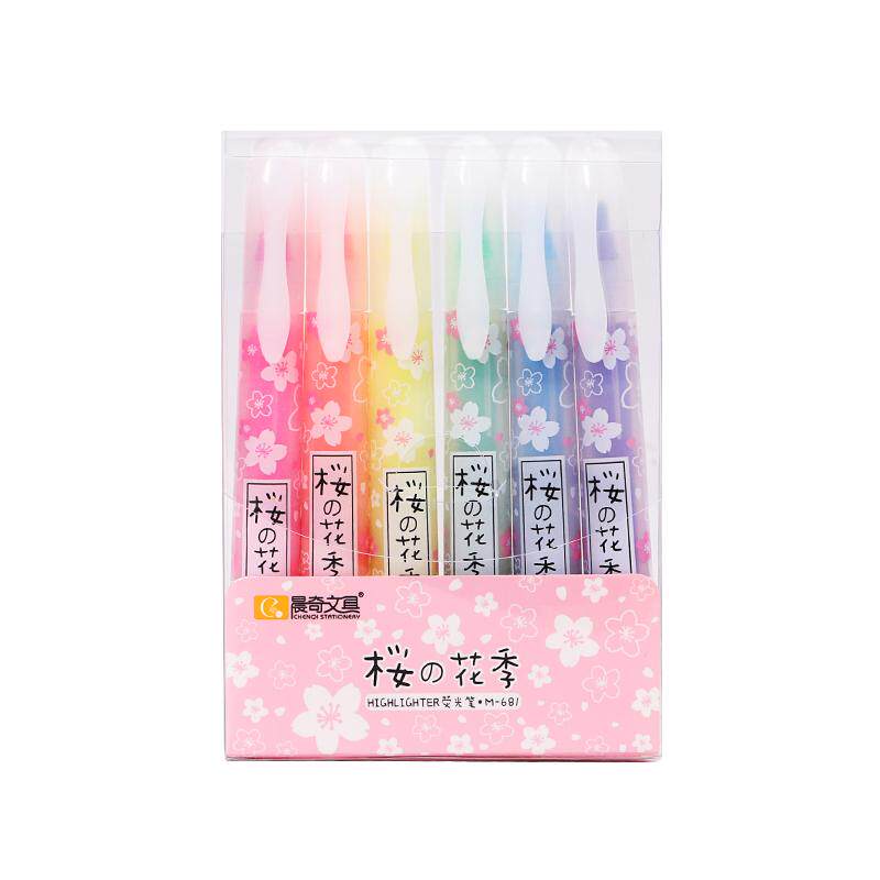 晨奇文具荧光记号笔淡色系糖果色6色套装创意小清新高颜值少女心彩色标记笔学生专用划重点做笔记手账笔包邮