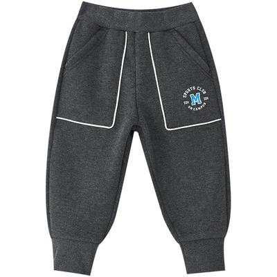 美特斯邦威童装加绒长裤男童冬新款精致字母刺绣时髦撞色百搭裤子