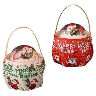 2026圣诞节波波杯蛋糕装饰旋转手提包装盒圣诞老人节日快乐插件