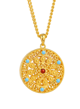 敦煌研究院八宝罗盘纯银项链