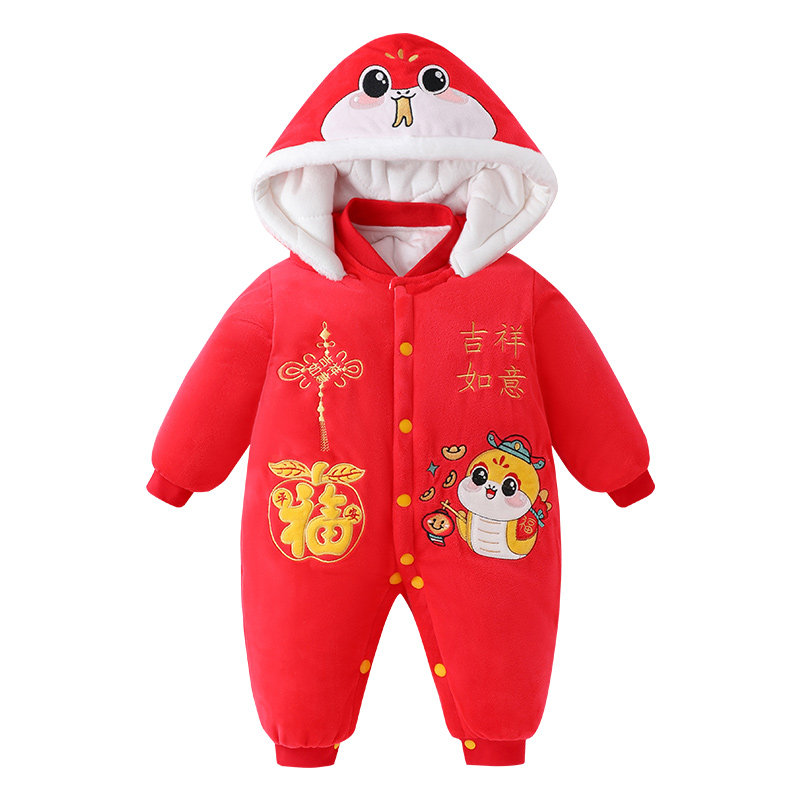 衣服冬天冬季连体衣红色拜年服