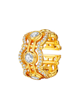 欧美金色满钻开口戒指女