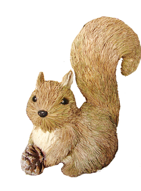 外单田园乡村草编工艺摆件森林系