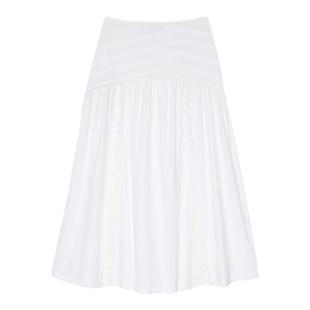 博主同款SANDRO春夏女装法式气质时尚休闲白色花边开衩短款半身裙