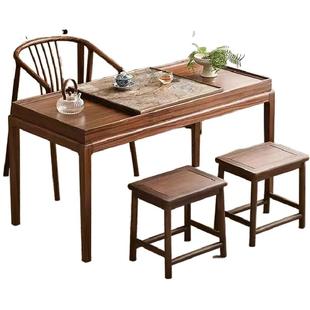 纯实木简约家用客厅茶桌椅组合新中式2025新款高端乌金木黑胡桃木