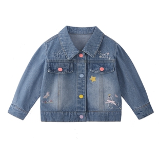 [纯棉抗菌]女童牛仔外套2026新款宝宝春季甜美小童春装儿童上衣女