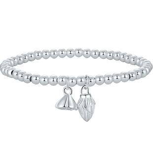 六桂福珠宝足银990两世欢纯银手链女足银莲蓬新年情人节礼物