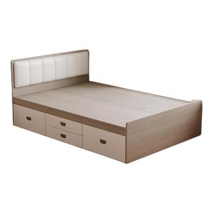 实木榻榻米床1m8双人床无床头高箱体地台床储物床单人1.2m1.5定制