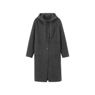 bbfer本依凡冬季中长款双面呢大衣绵羊毛呢子大衣外套女0252