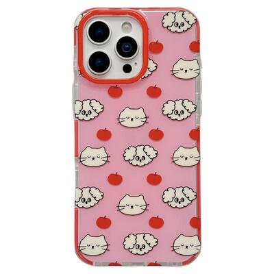 ins可爱粉底红苹果猫咪狗狗适用苹果15手机壳iphone16ProMax新款15promax女款13带链条16pro创意14全包保护套